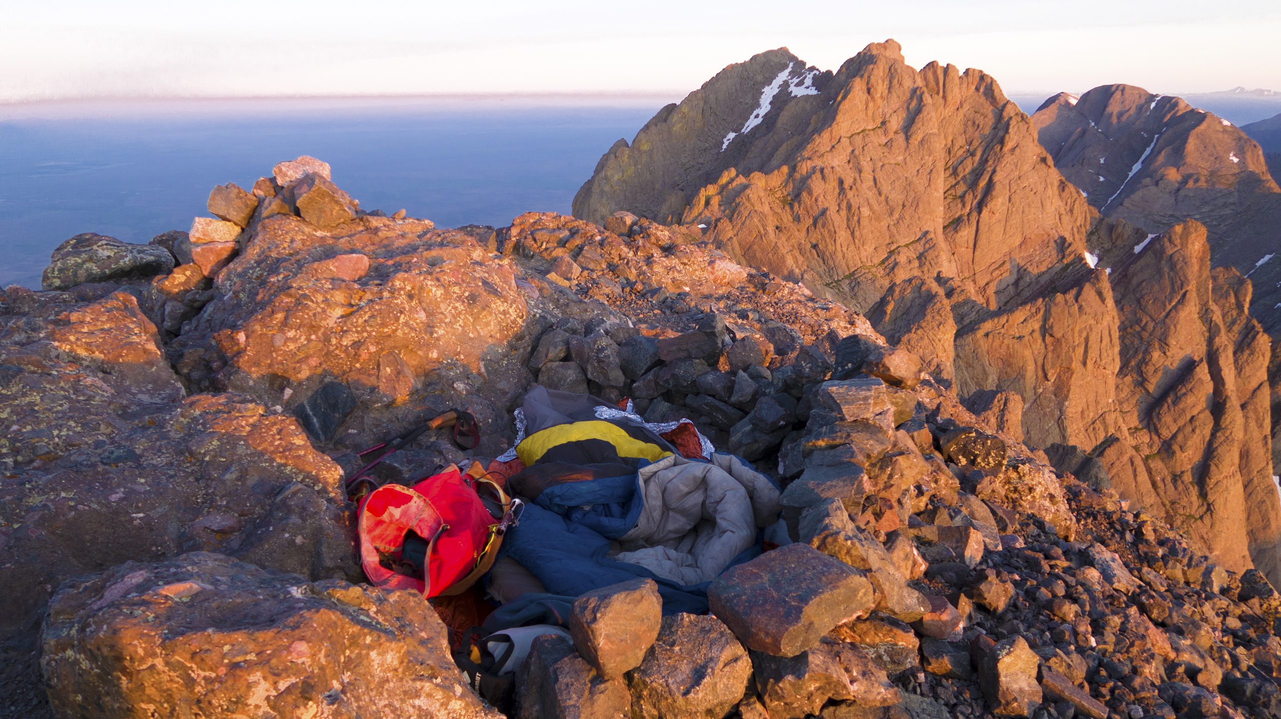 Morning after a bivvy on the summit of Crestone Needle