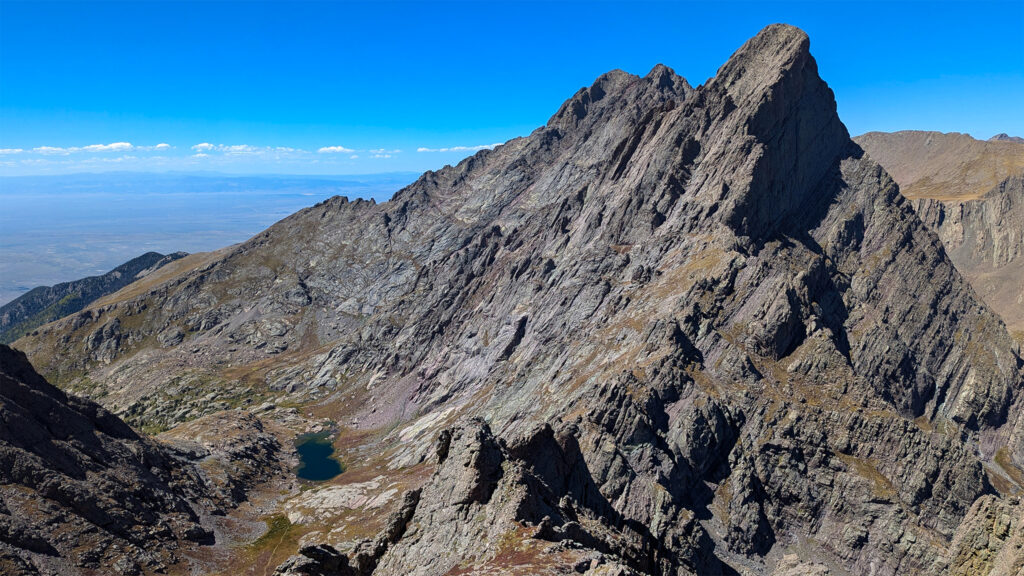 Crestone Needle seen from the summit of Broken Hand Peak -- photo provided by Patrick Gres